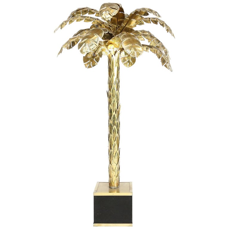 Maison Jansen Große Messing Palmen Stehlampe, 1970er Jahre 1