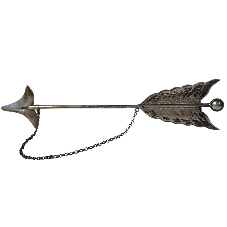 Large Antique Arrow Hatpin in Silver by Marius Sørensen, circa 1900 For Sale at 1stDibs