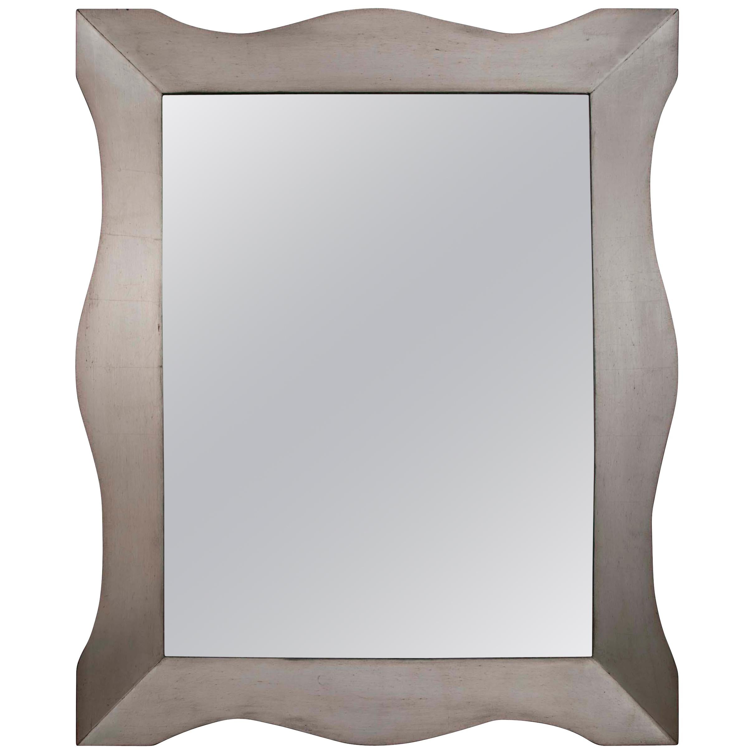 Monumental Italian Mid Century Modern Silver Gilt Wall Mirror