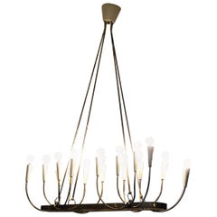 Huge Mid-Century Modern Brass Italian Chandelier, circa  1950