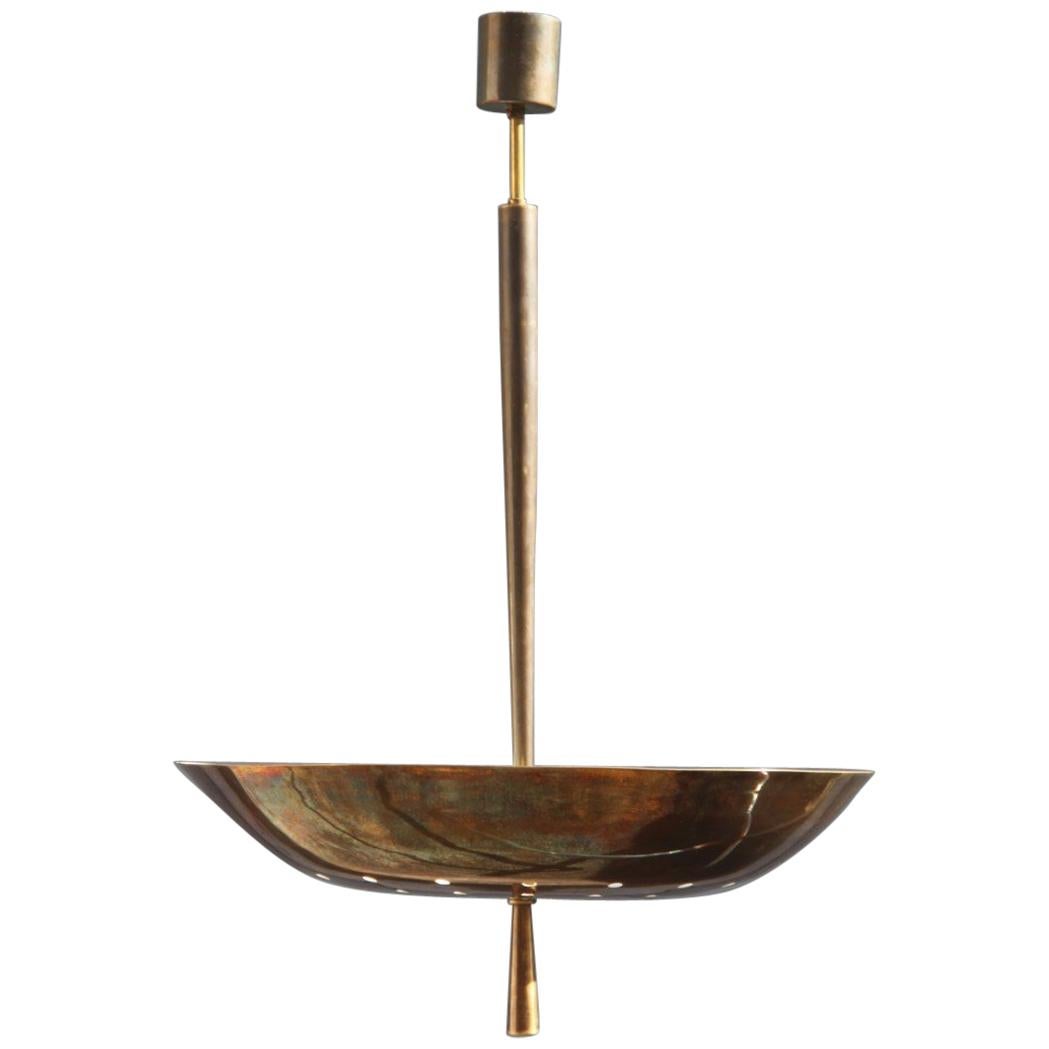 Round Bronzed Modern Italian Chandelier Style Arteluce Arredoluce Metal Brass