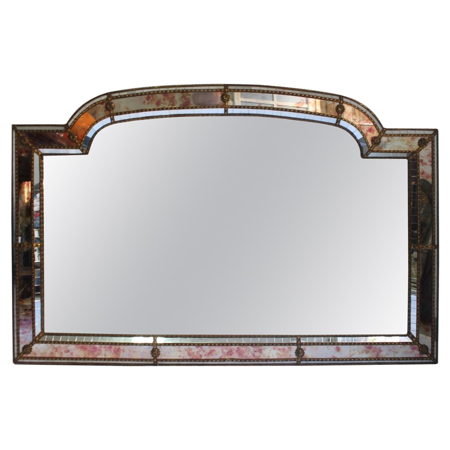 Midcentury Large Hollywood Regency Style Oil Drop Mosaic Wall Mirror, 1970s For Sale