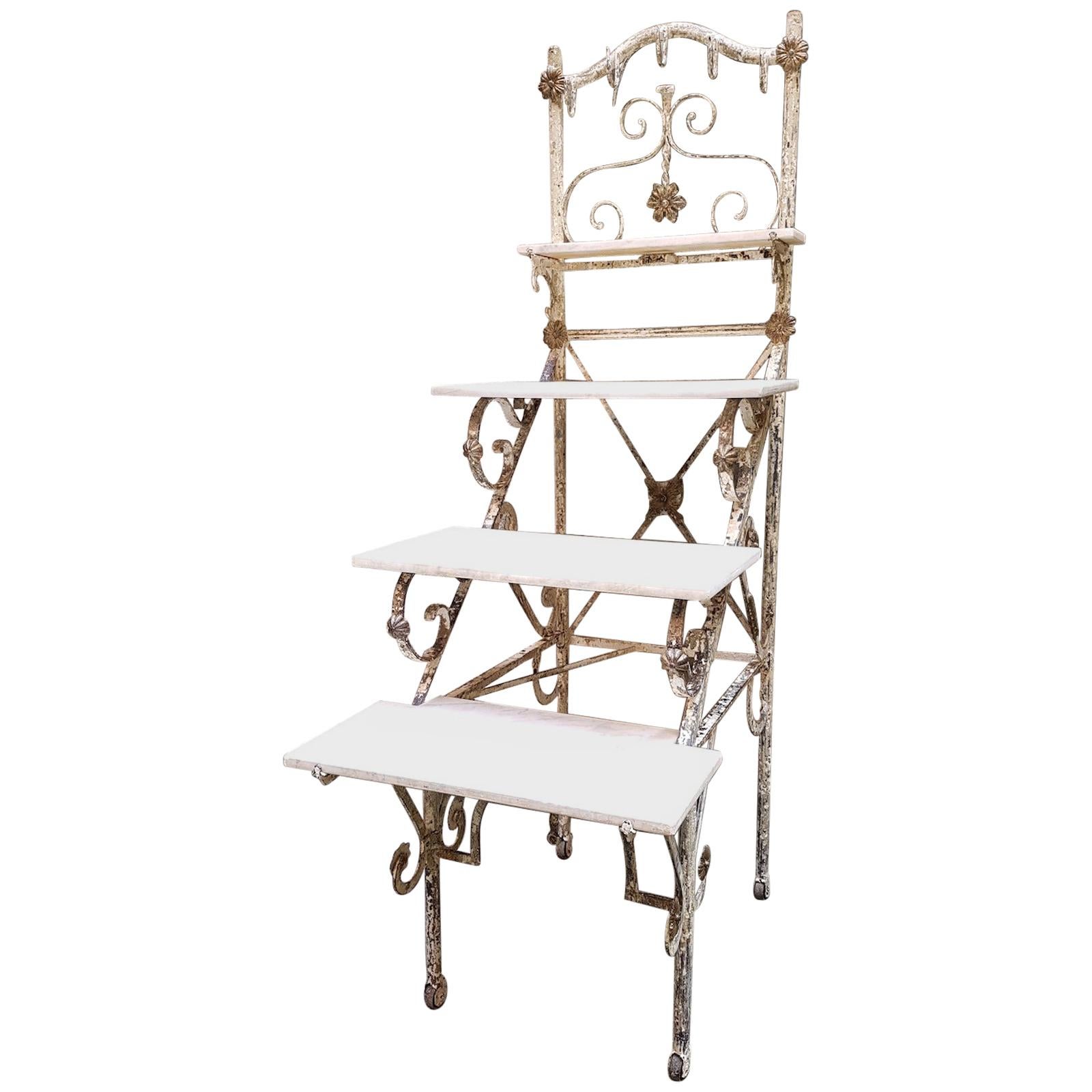 19th Century French Murble and Wrought Iron Butcher Etagère Display, 1880-1890 For Sale