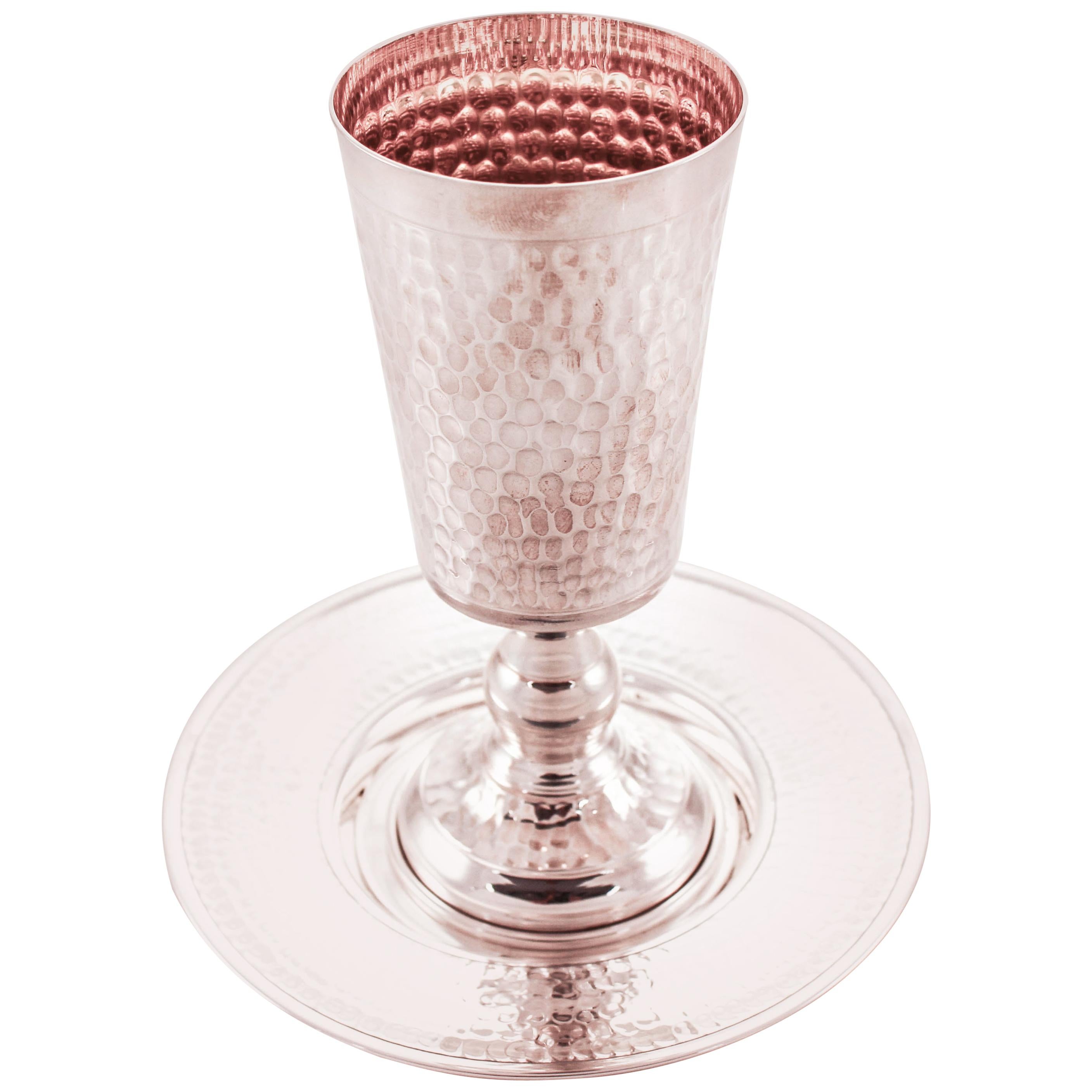Judaica Wine Goblet Medium Hadad Bros Sterling Silver Kiddush Cup with Imperium Gates Design 