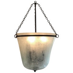 French 19th Century Handblown Glass Bell Cloche Hanging Light