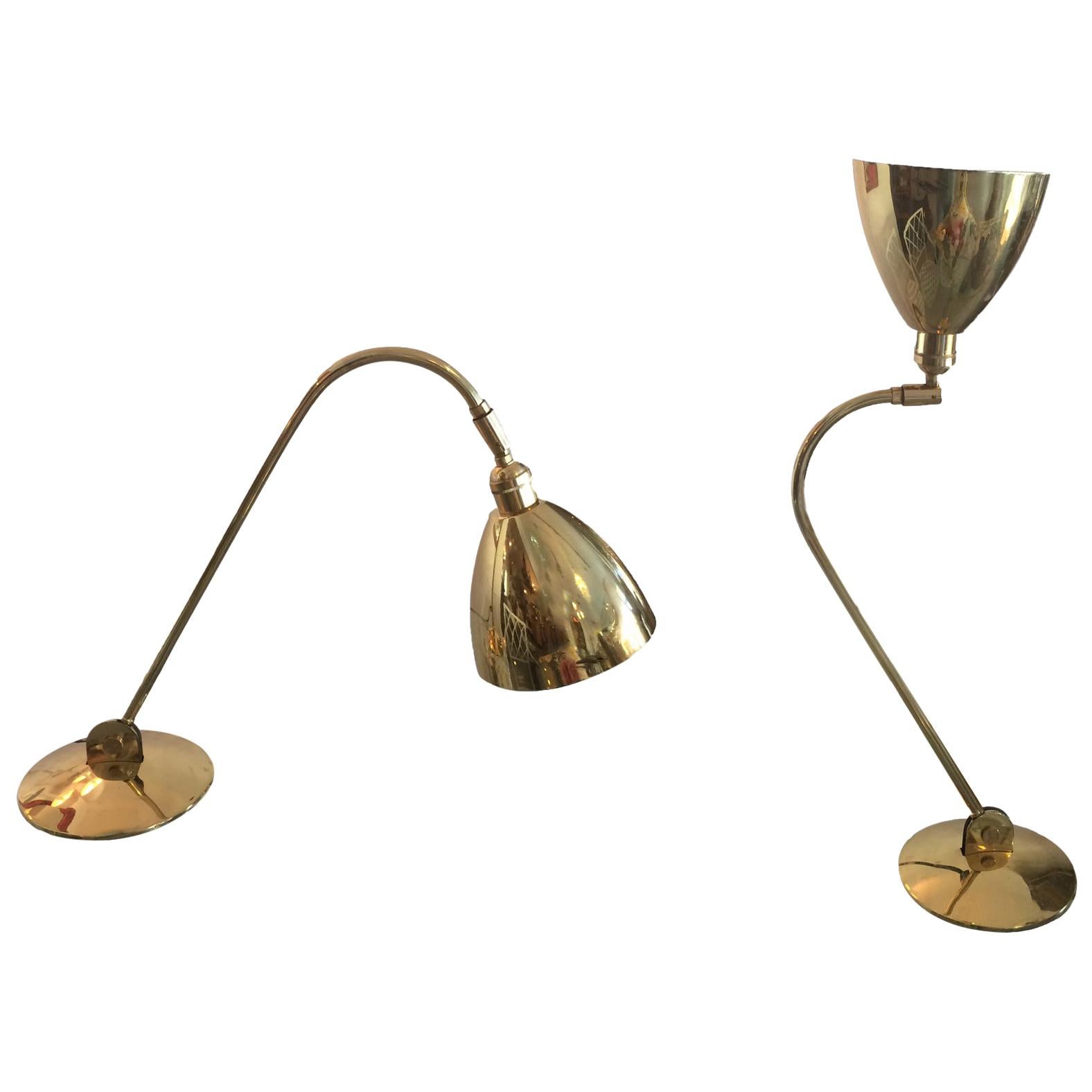 Baldinger Architectural Adjustable Brass Table Lamps