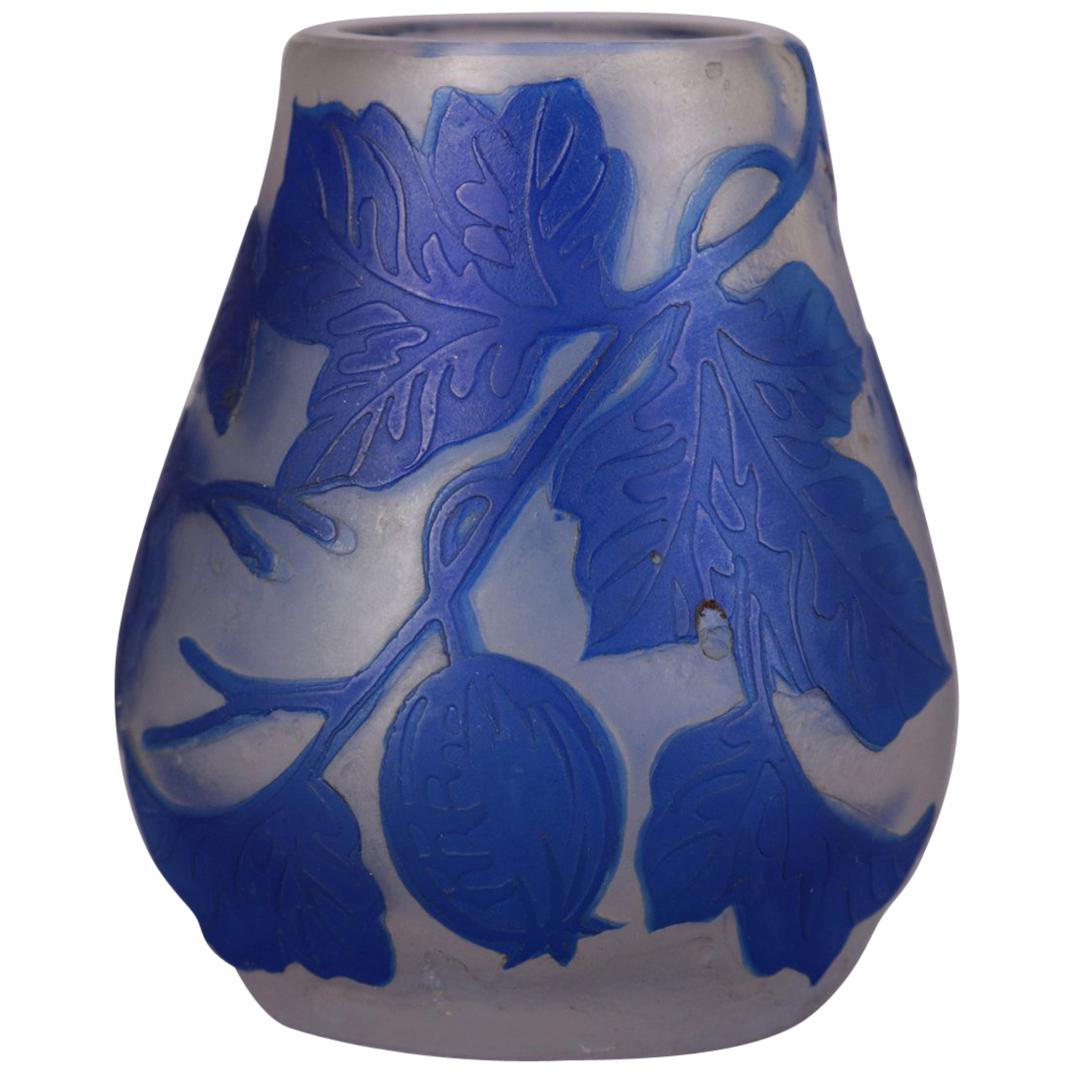 Antique French Galle School Cameo Art Glass Petite Vase, circa 1920