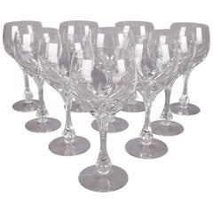 Set of 10 Gorham Isabella Cut Crystal Burgundy Wine Goblets, circa 1950