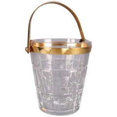 French Sevres Cut Crystal and Gilt Handled and Open Ice Bucket, 20th Century