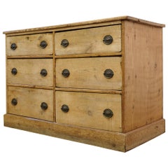 19th Century Pine Dresser Base with Drawers, Rustic Country Farmhouse