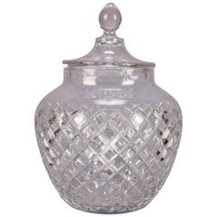 Antique Hawkes American Brilliant Cut Glass Covered Jar:: 20ème siècle