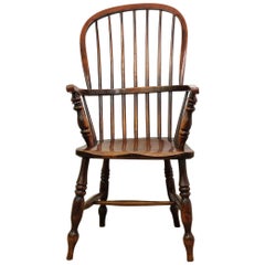 Mid-19th Century Lincolnshire Stick Back Windsor Chair in Ash and Elm, Original