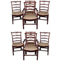 Set of 8 Antique Federal Style Mahogany Ribbon Back Dining Chairs, circa 1930