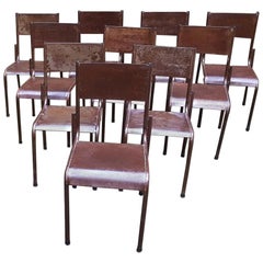 Early 20th Century Italian Tavern, Rusted Brown Metal Chairs, 1930