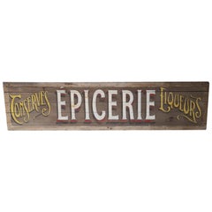 Vintage Mid-20th Century French Wooden Grocery Sign 'Epicerie', 1960