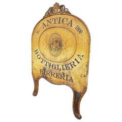 Antique Early 19th Century Metal Italian Sign from a Wine and Beer Shop, 1800