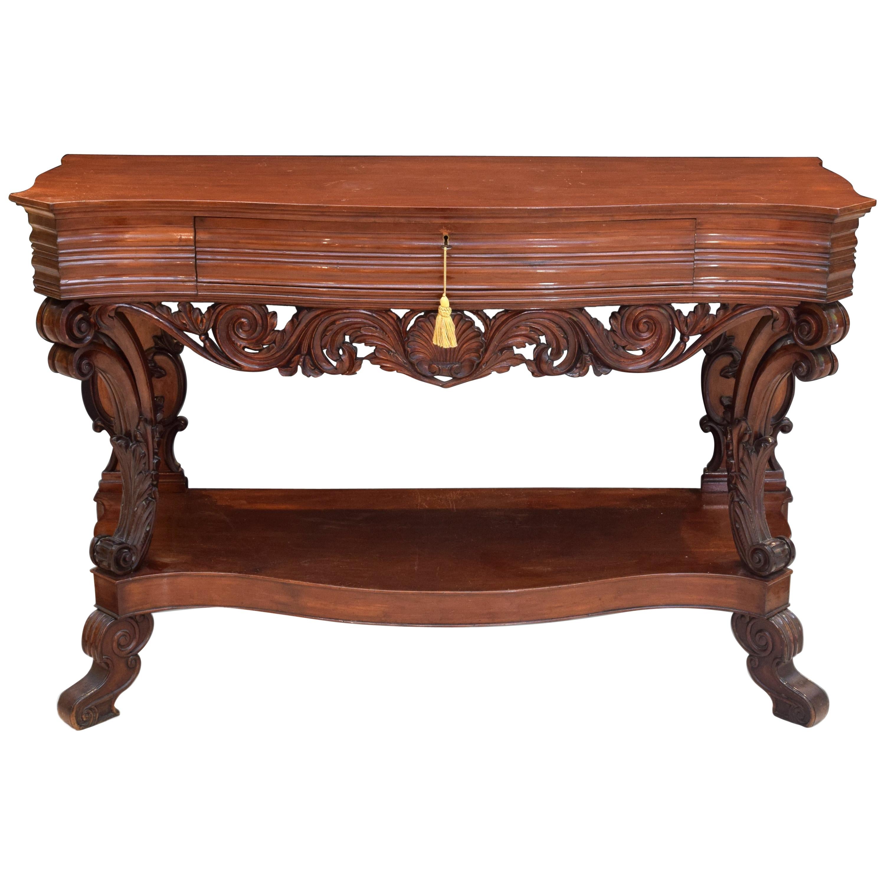 Mahogany Console Table with Drawer, England, 19th Century