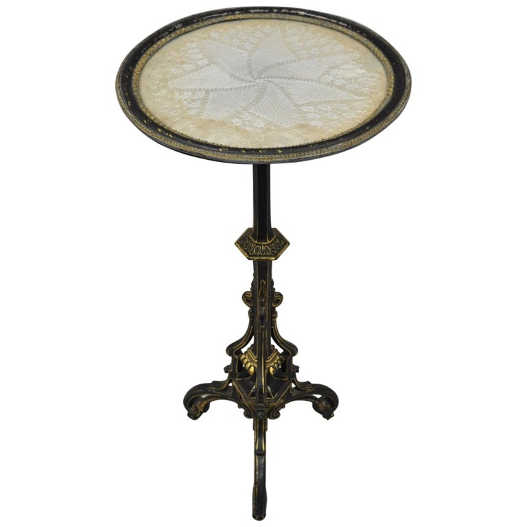 Antique Cast Iron French Victorian Pedestal Fern Stand Table With