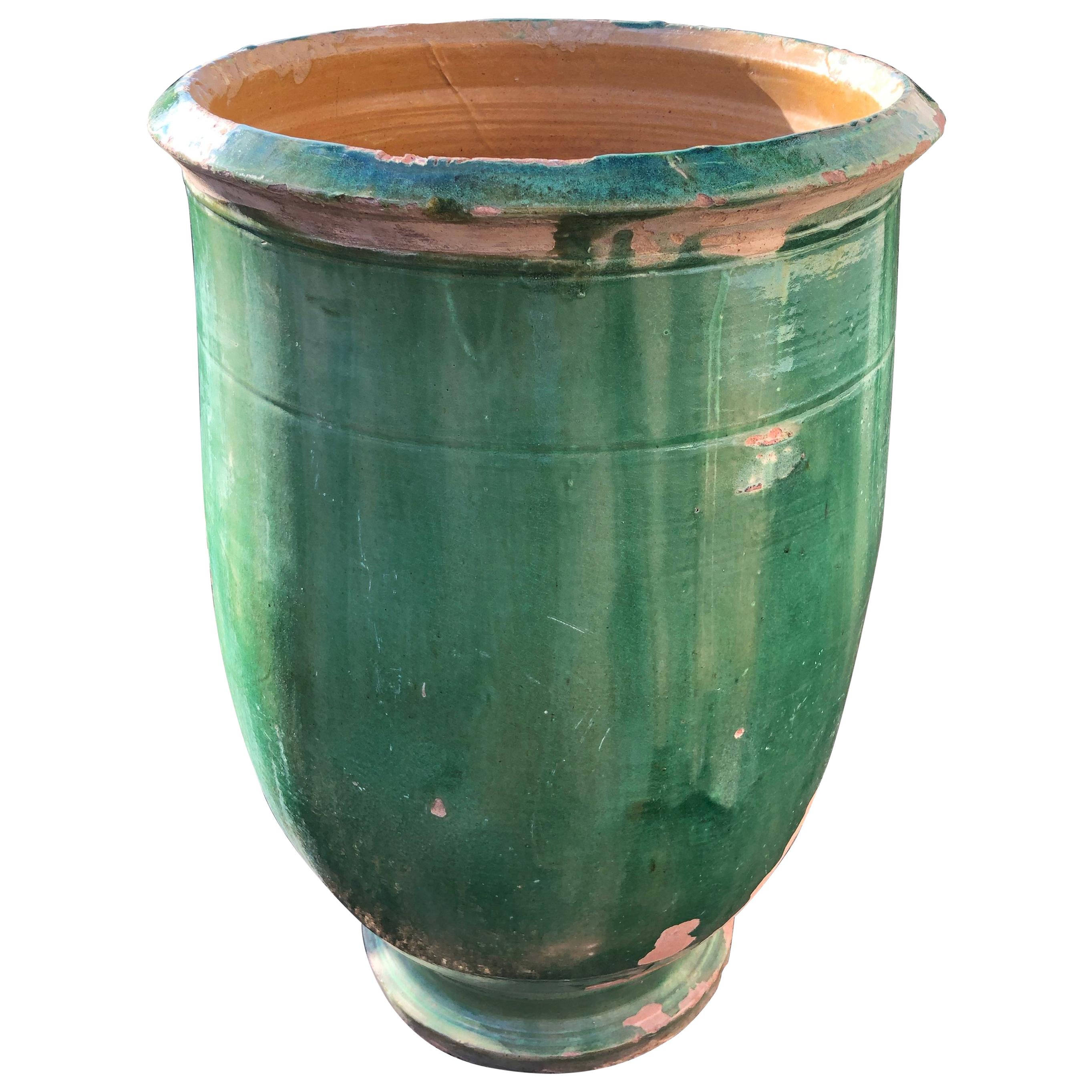 French 19th Century Green-Glazed Terracotta Pot from Apt