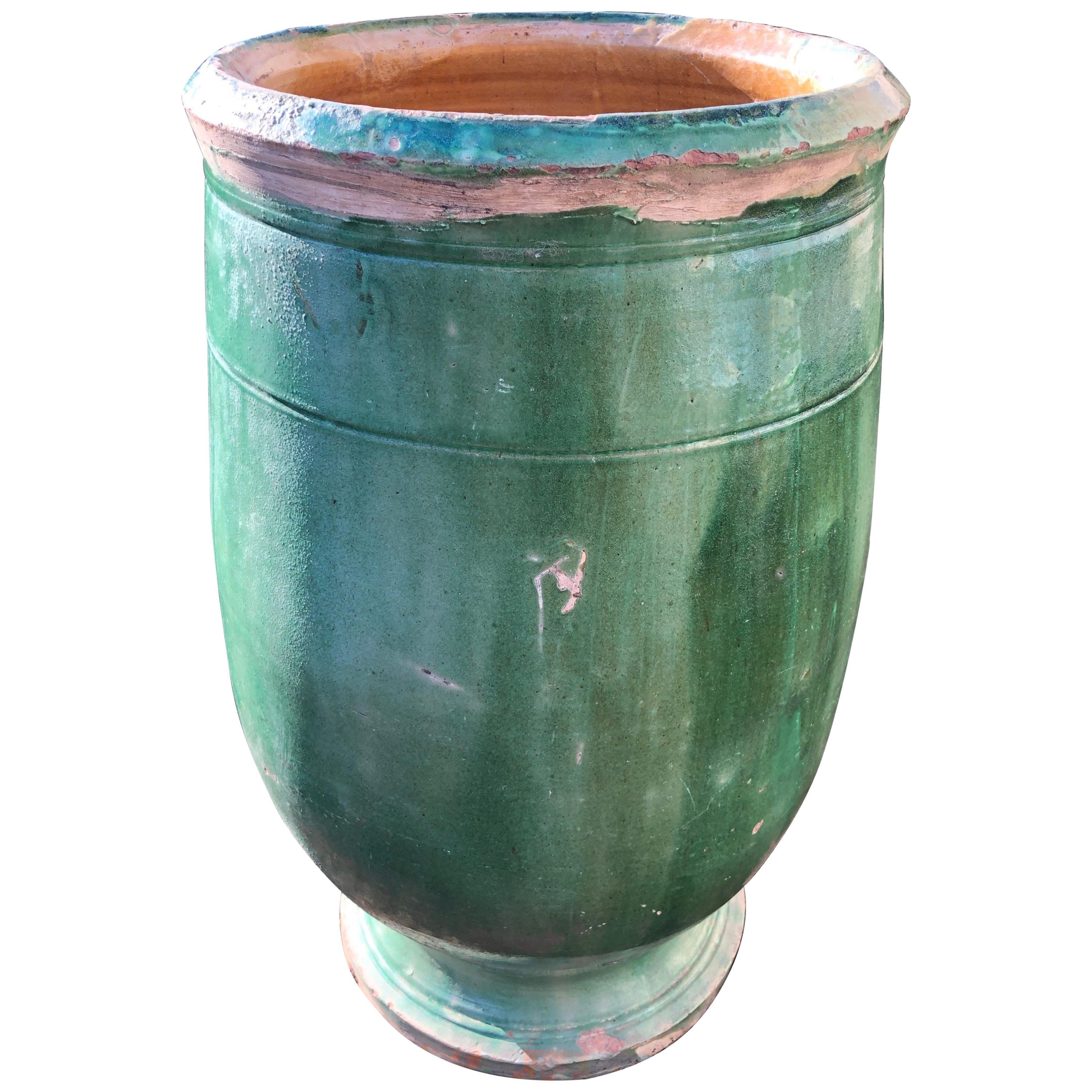 French 19th Century Green-Glazed Terracotta Pot from Apt