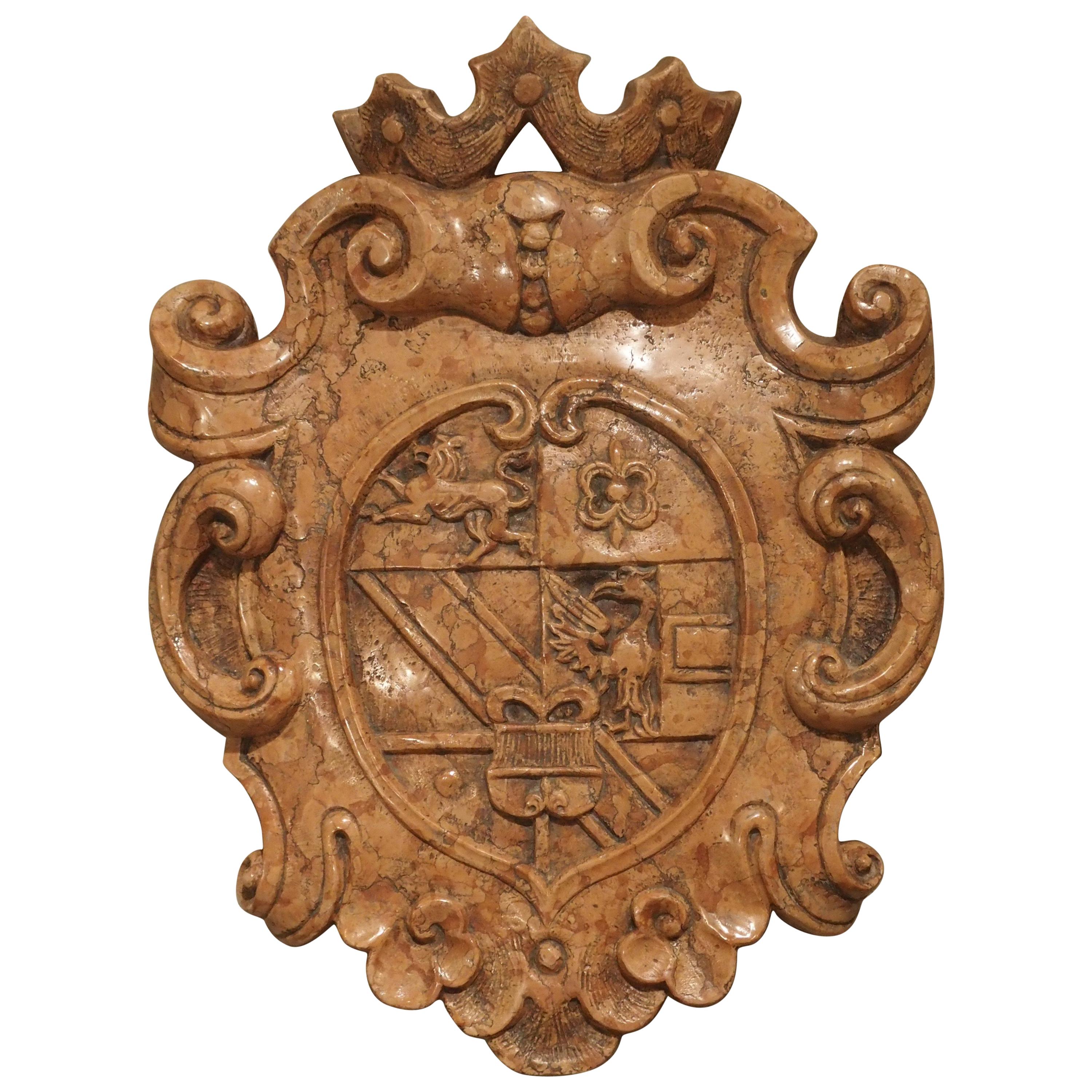 Beautiful Rosso Verona Marble Coat of Arms Shield from Italy