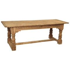 Stripped Antique Oak Jacobean Style Refectory Table from England, 19th Century