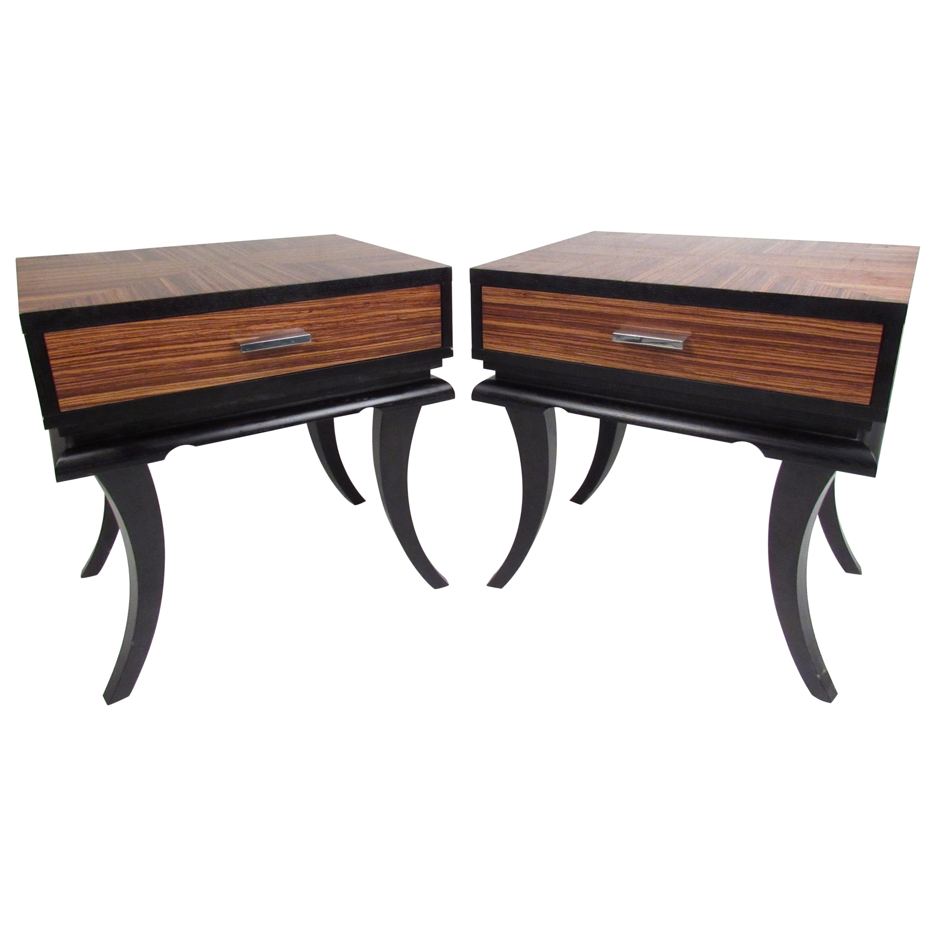 Contemporary Brown Wood Pair of Nightstands by Johannes Hock For Sale