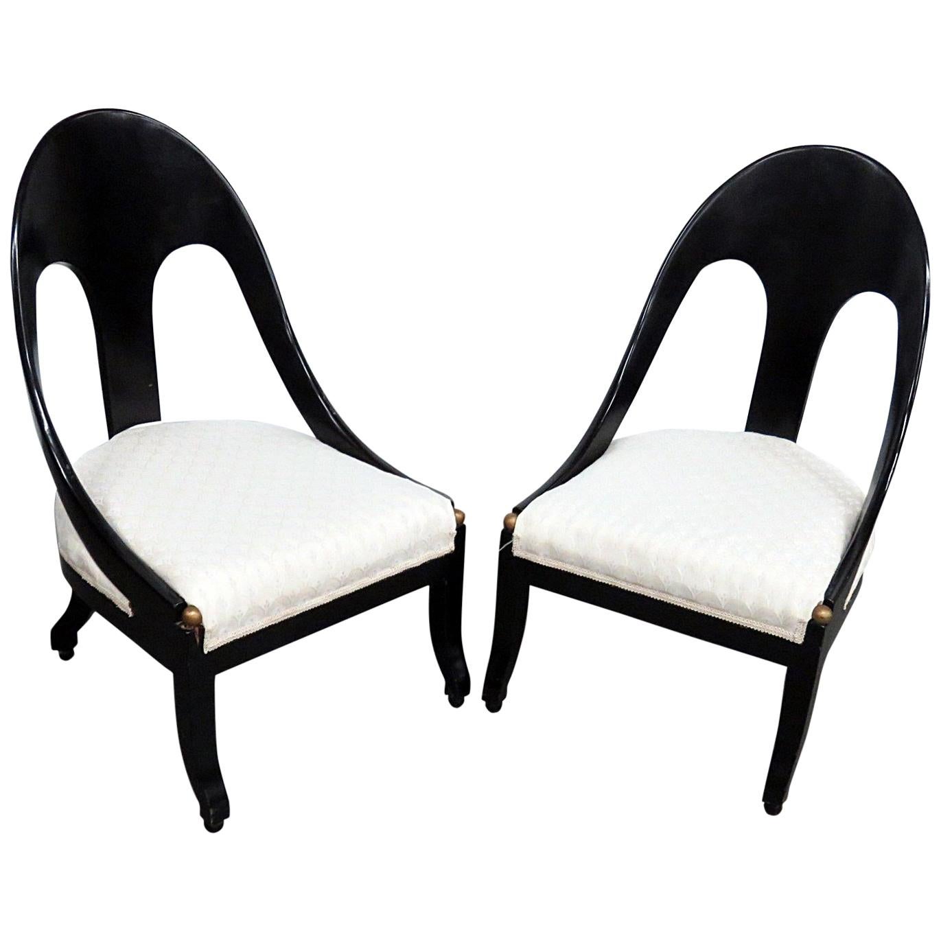Pair of Modern Design Ebonized Club Chairs