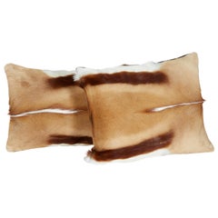 Pair of Luxury Fur Throw Pillows in Exotic African Springbok