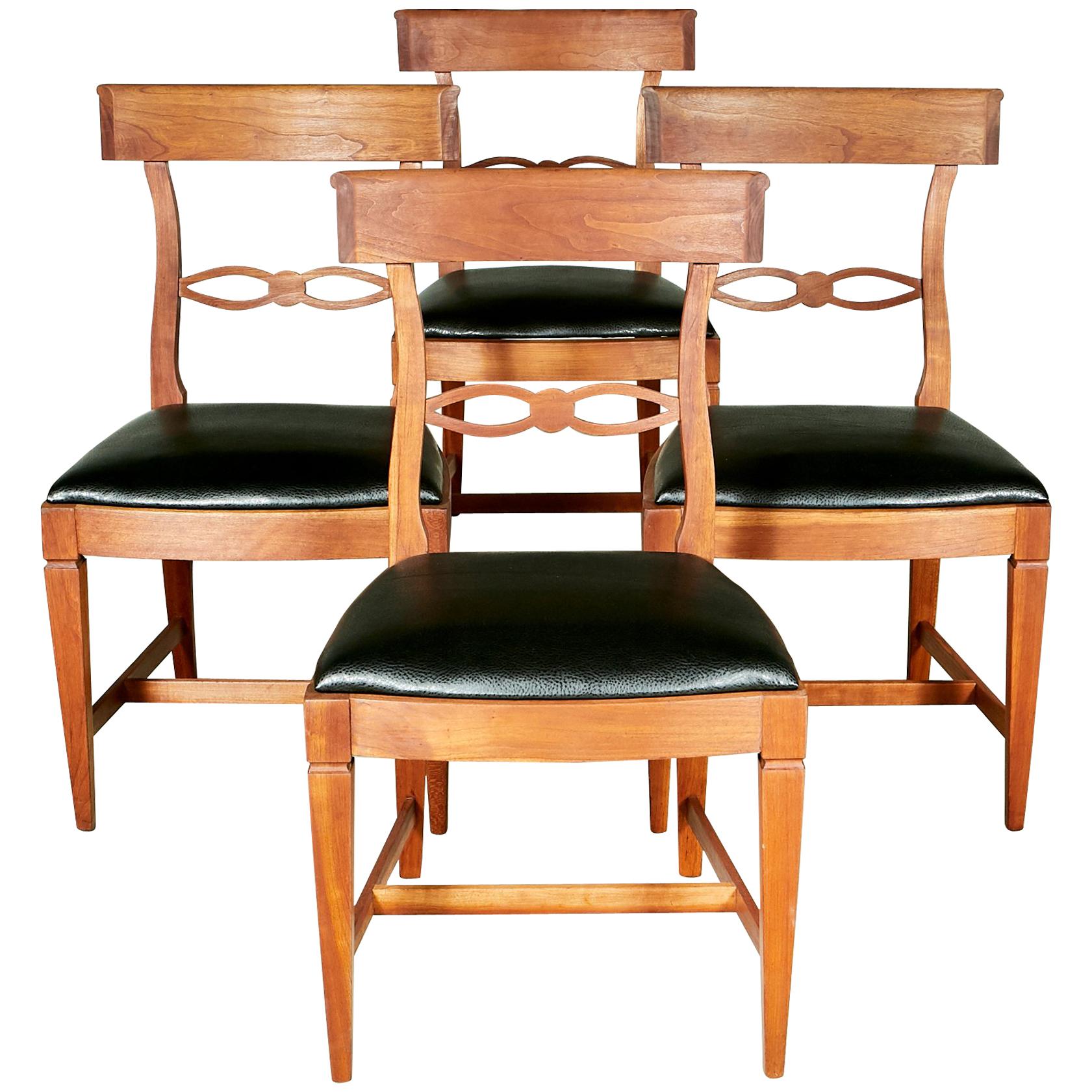 1950s Kindel Cherrywood Dining Room Chairs, Set of 4 For Sale