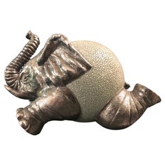Lotus Arts de Vivre Shagreen and Sterling Silver Elephant Sculpture