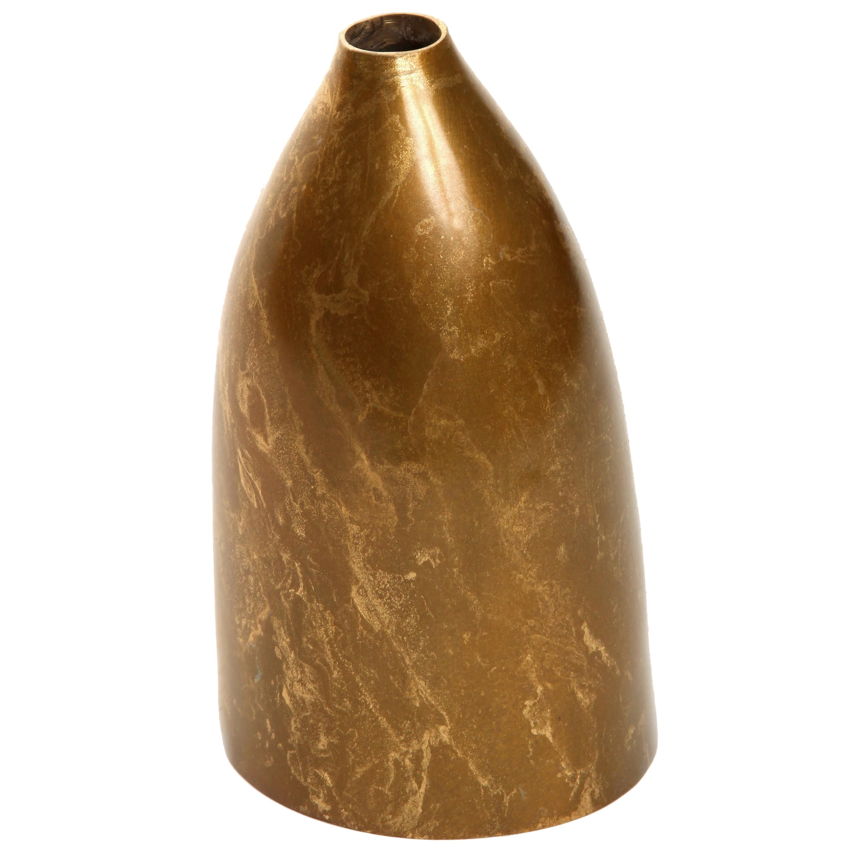 Solid Bronze 'Poppy' Vase / Vessel with Sculptural Shape in Gold Patina Finish For Sale