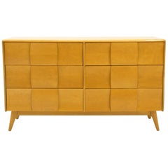 Retro Six-Drawer Sculptura Dresser by Heywood Wakefield, Original Blonde Finish