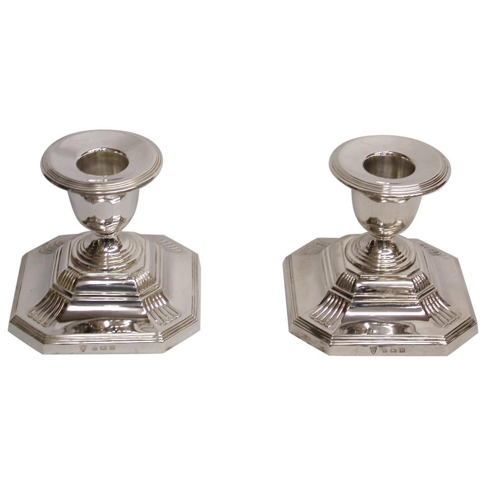 Pair of Silver Candlesticks, 1937, Ellis and Co of Birmingham, George III Style