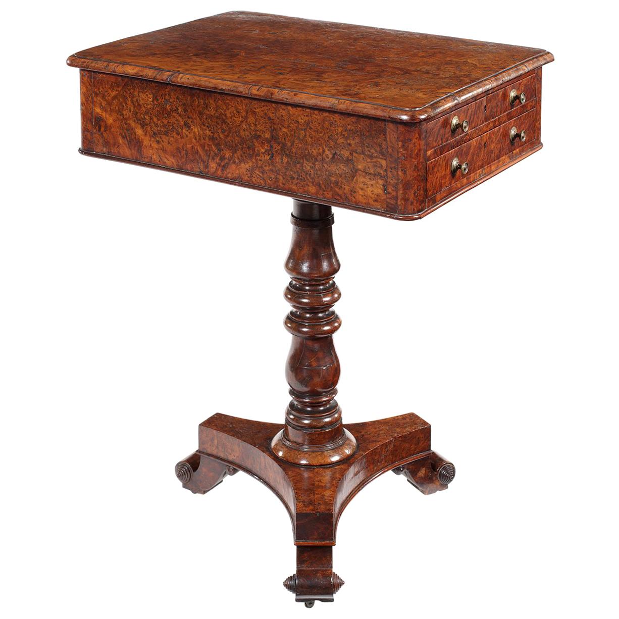 Early 19th Century Regency Burr Yew Side or  Work Table