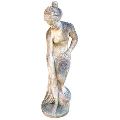 Vintage French Cast Stone Statue of Venus at the Bath