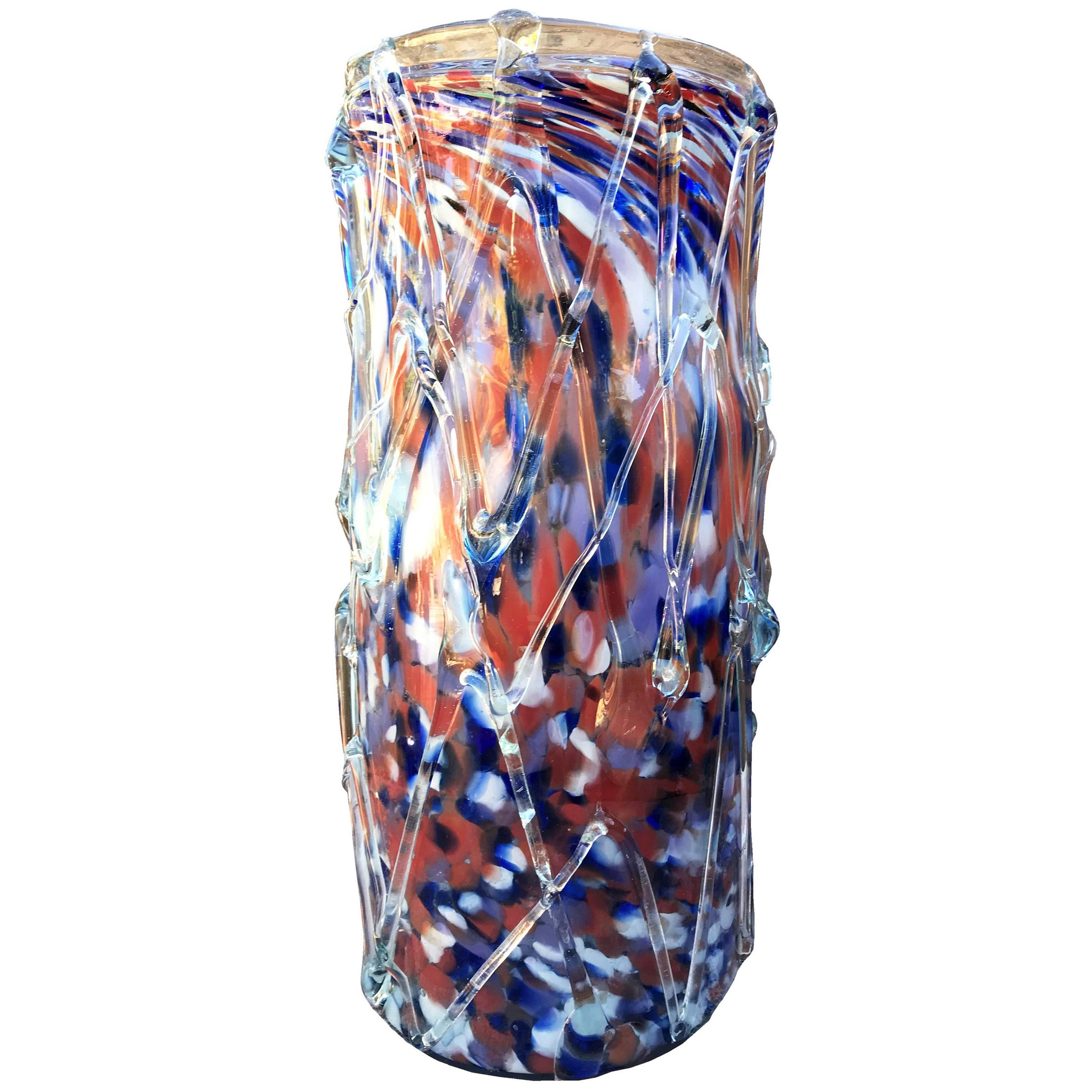 Vase italien en verre de Murano coloré des années 1970
