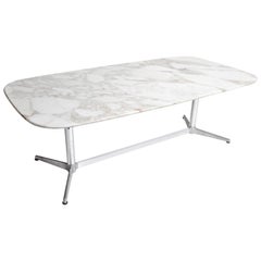 Impressive Mid-Century Modern Calacatta Marble Table in the Style of Eames 