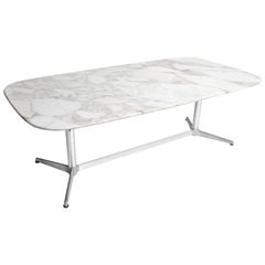 Impressive Mid-Century Modern Calacatta Marble Table in the Style of Eames