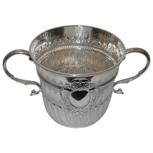 Queen Anne Style Two Handled Silver Porringer, 1911