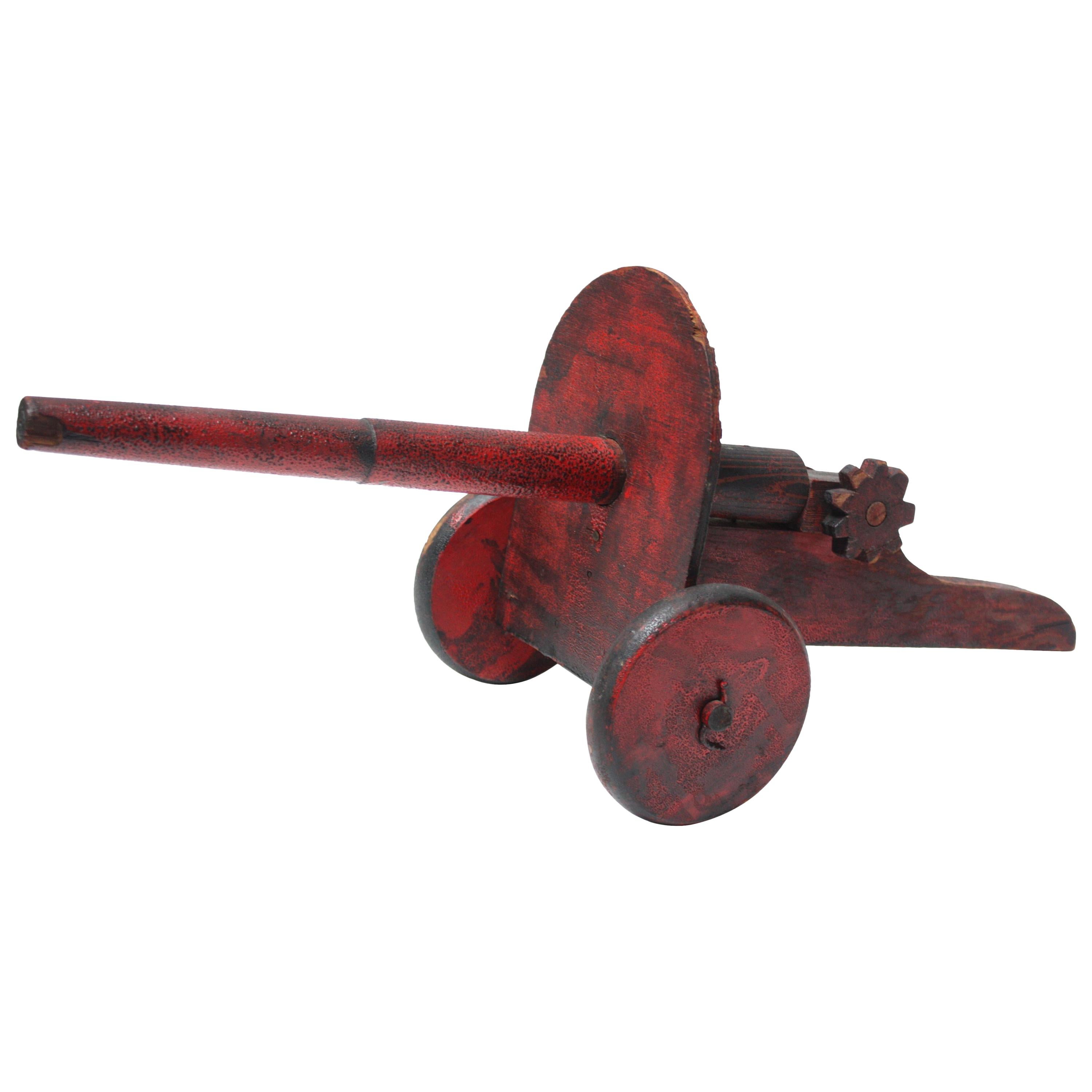 Folk Art Hand Painted Cannon For Sale