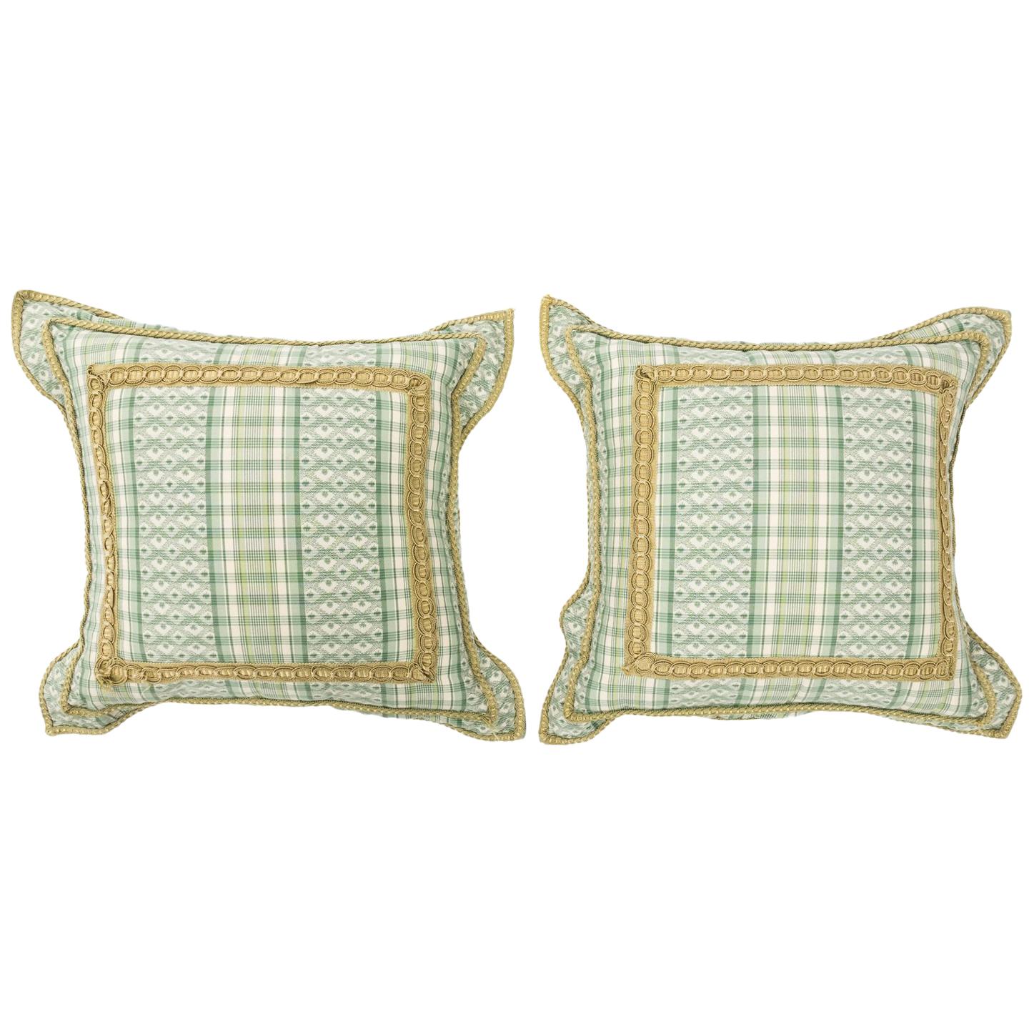 Decorative Green and White Pillows
