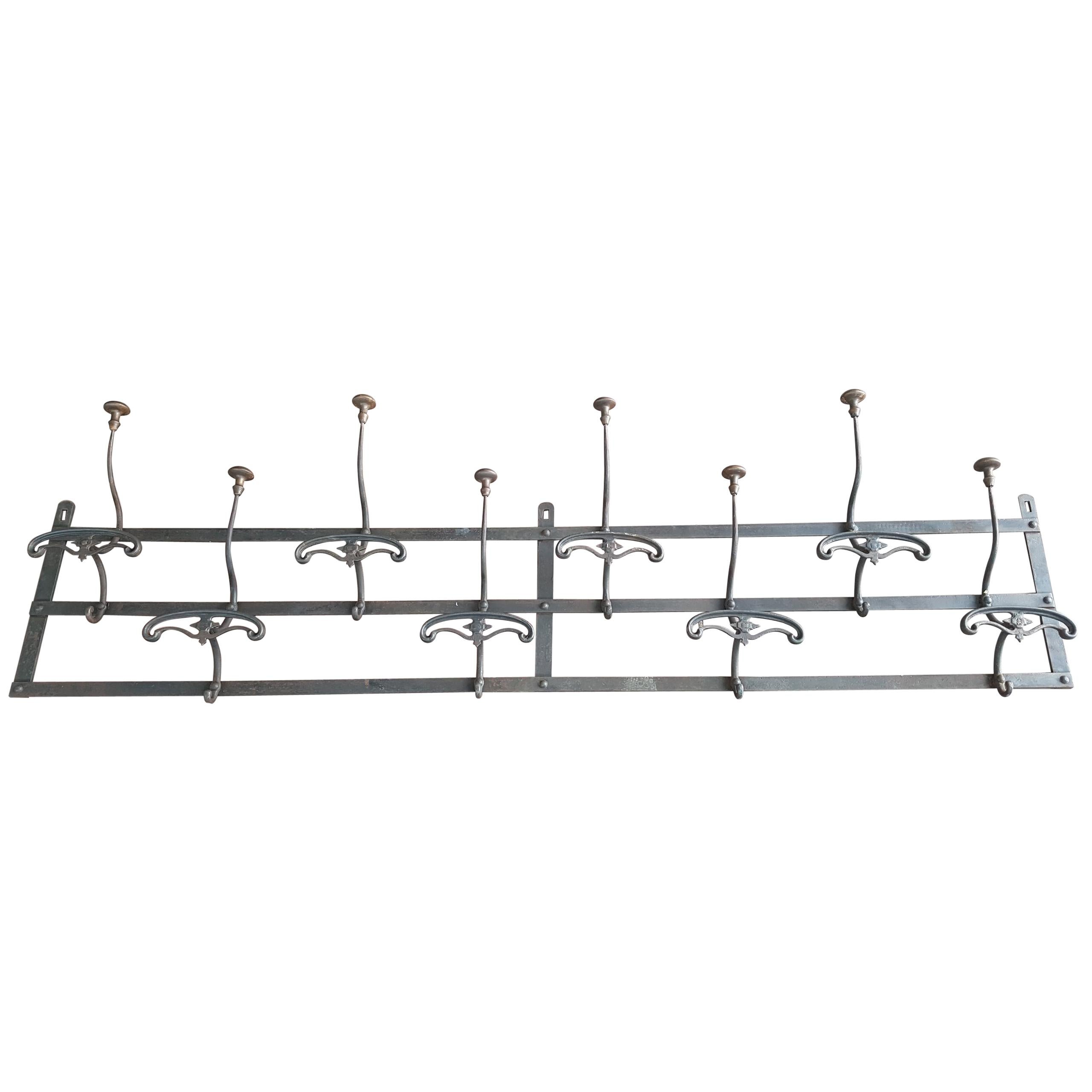 Late 19th Century Metal Coat Rack with 8 Hanger, Late 1800 For Sale