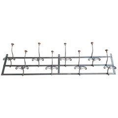 Antique Late 19th Century Metal Coat Rack with 8 Hanger, Late 1800