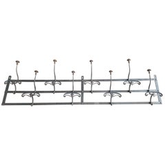 Late 19th Century Metal Coat Rack with 8 Hanger, Late 1800