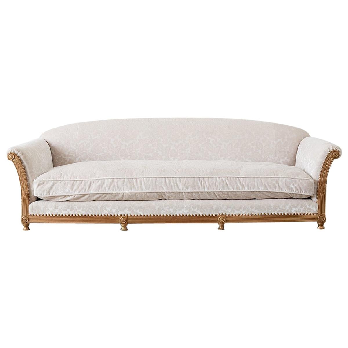 French Art Deco Low Profile Velvet Sofa