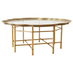 Vintage Baker Brass and Glass Tray Top Coffee Cocktail Table