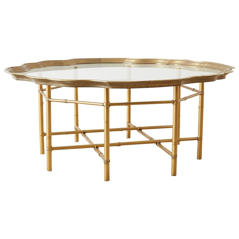 Baker Brass and Glass Tray Top Coffee Cocktail Table at 1stDibs