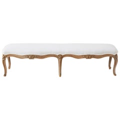 Louis XV Style Provincial Bench with French Linen