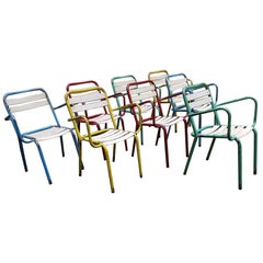 Vintage Mid-20th Century, Different Colors French Bistrot Tolix Chairs Model T3, 1950